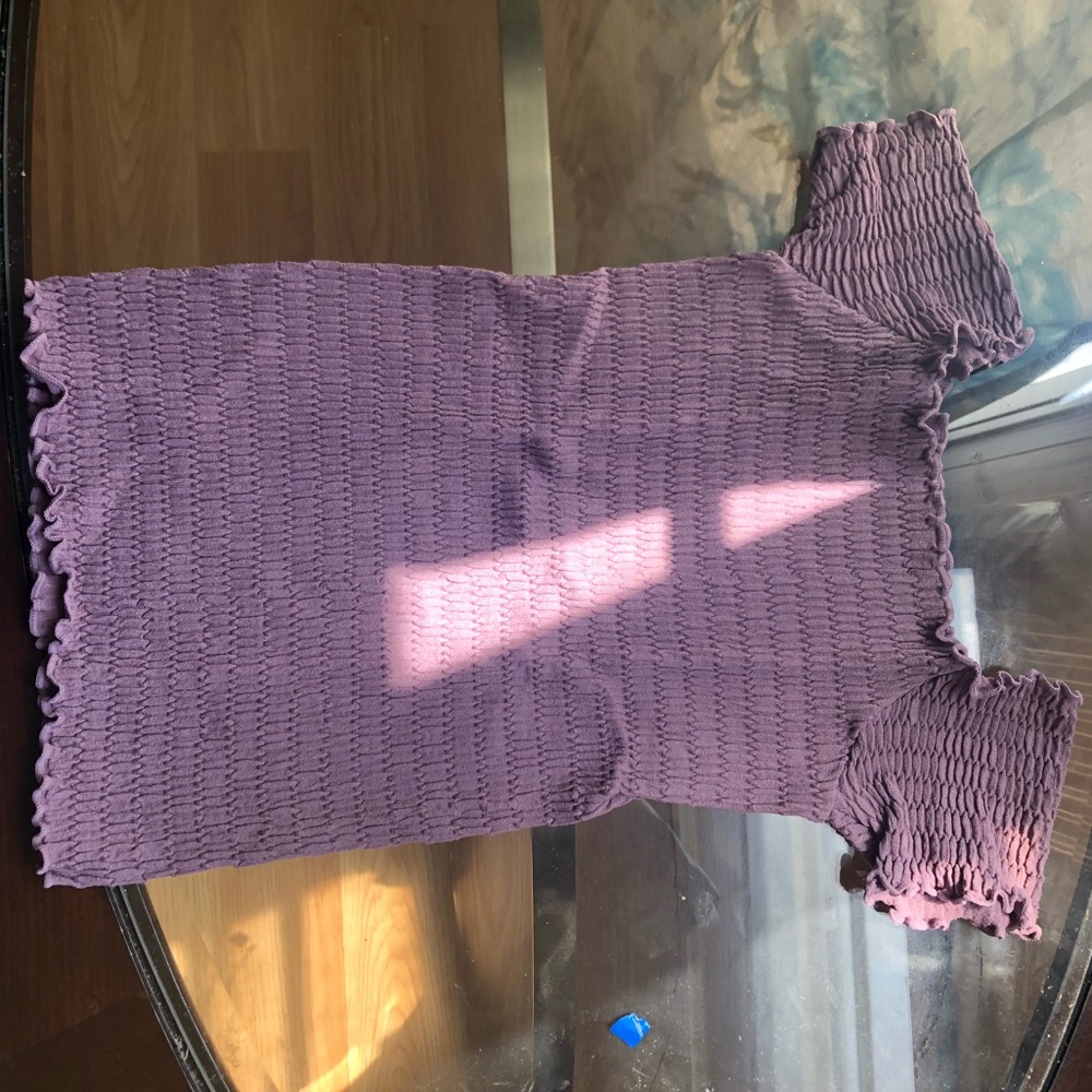 Purple off the shoulder crop top